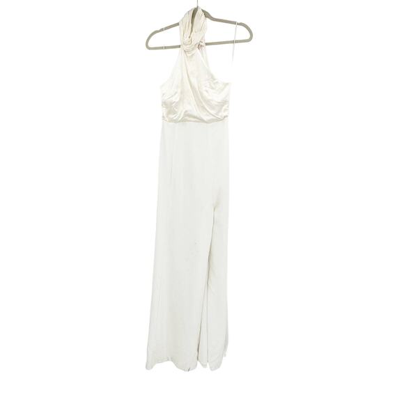 Cinq a Sept Ivory White Satin Alexandra Halter Neck Gown Size 2 - Picture 2 of 6
